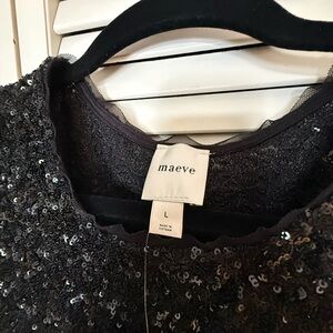 Maeve Black Sequin Top